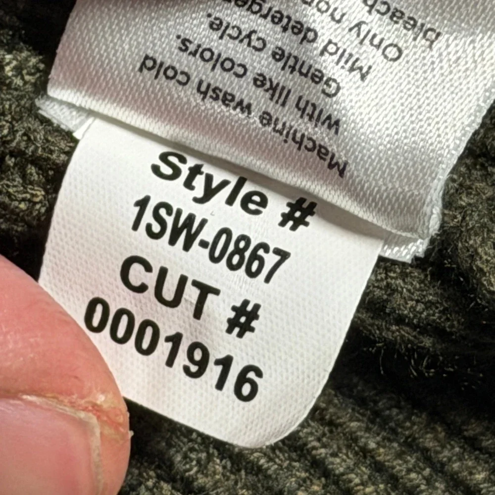 Mizzen+Main Men Olive Green Ribbed‎ Mock Neck Button Up Sweater XL Comfort